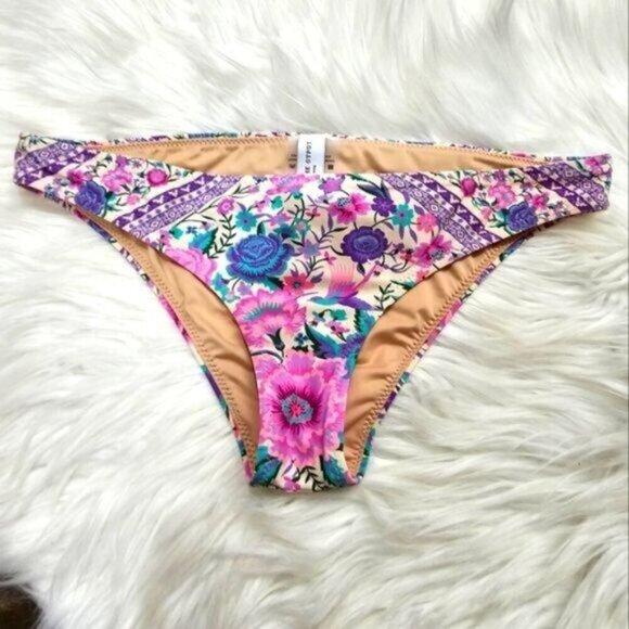 Spell ✦ Babushka Cheeky Bikini Bottoms ✦ Rare 2016 Pink Purple Floral XS Swim - Picture 1 of 11